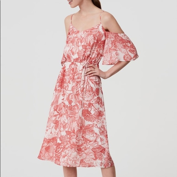LOFT Dresses & Skirts - EUC LOFT Floral Cold-Shoulder Dress